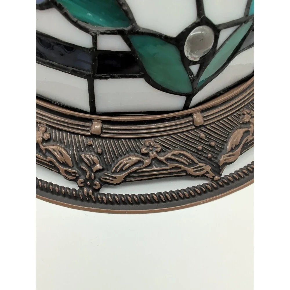 Stained Glass Lamp Shade Floral Pink Blue 11-in Replacement